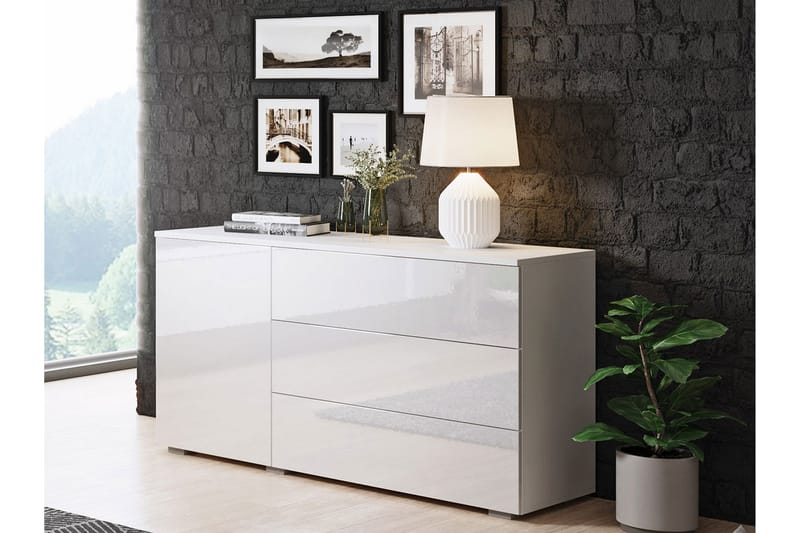 Sagira Byrå 111x68 cm Vit högglans - Vit - Förvaring - Förvaringsmöbler - Byrå