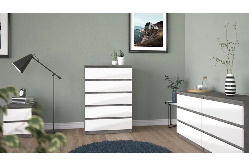 Salomns Byrå 50x154 cm - Vit|Grå - Förvaring - Förvaringsmöbler - Byrå