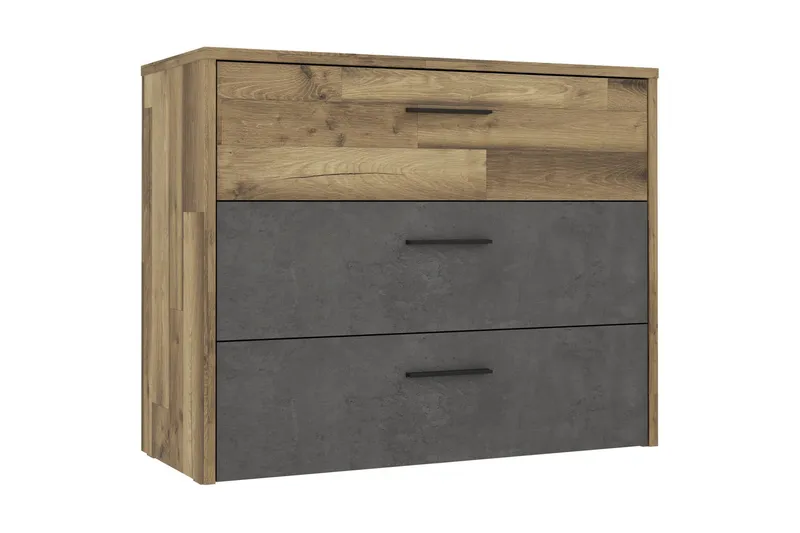 Scrafton Byrå 100 cm, Grå/Brun