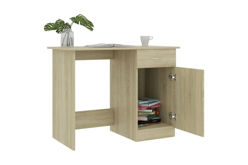 Skrivbord sonoma-ek 100x50x76 cm spånskiva - Brun - Förvaring - Förvaringsmöbler - Byrå - Sekretär