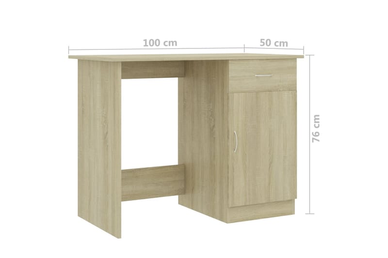 Skrivbord sonoma-ek 100x50x76 cm spånskiva - Brun - Förvaring - Förvaringsmöbler - Byrå - Sekretär
