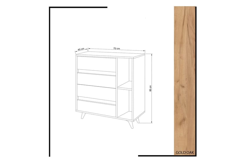 Skåpsbyrå 40x70 cm - Guld/Natur/Gul - Förvaring - Förvaringsmöbler - Byrå