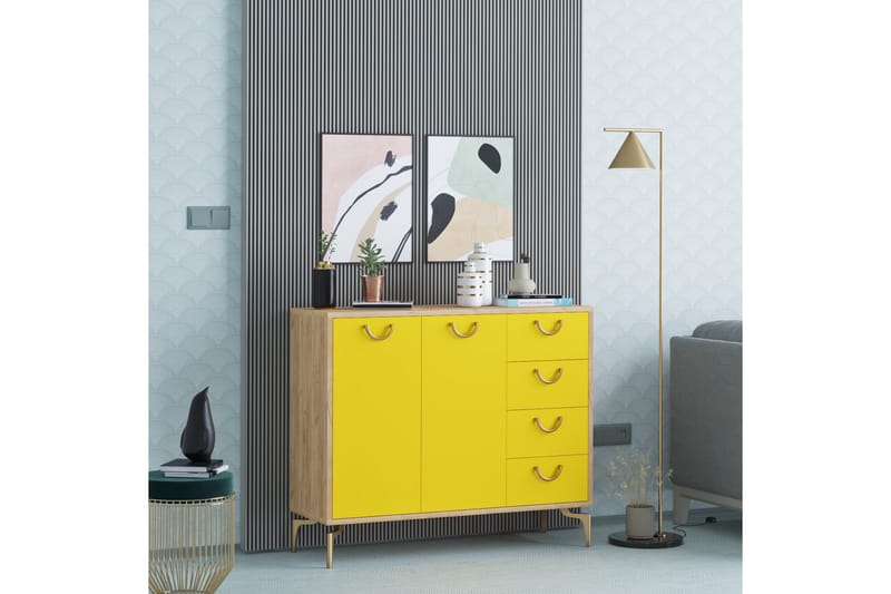 SKOSKÅP 35x100 cm Guld/Natur/Gul - Förvaring - Förvaringsmöbler - Byrå