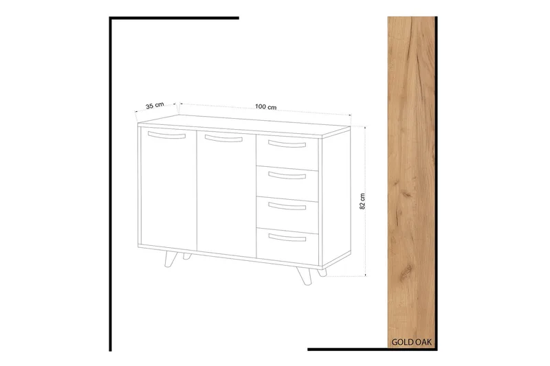 Skoskåp 35x100 cm - Guld/Natur/Gul - Förvaring - Förvaringsmöbler - Byrå