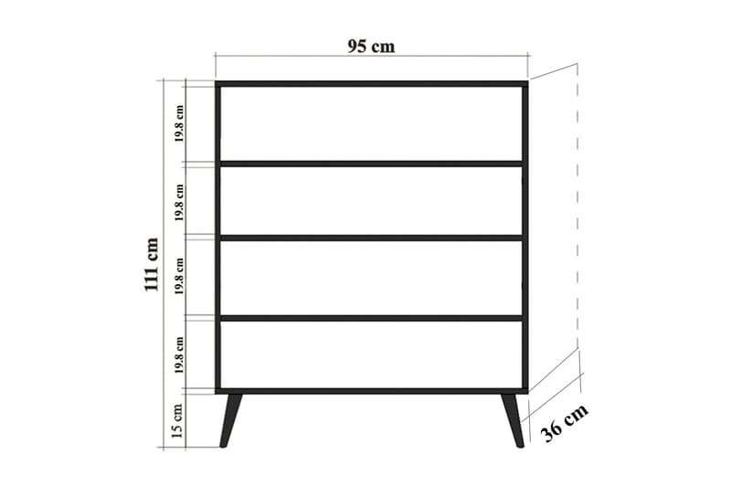 STENBYN Förvaringsskåp 111 cm Brun - Brun/Ek - Byrå