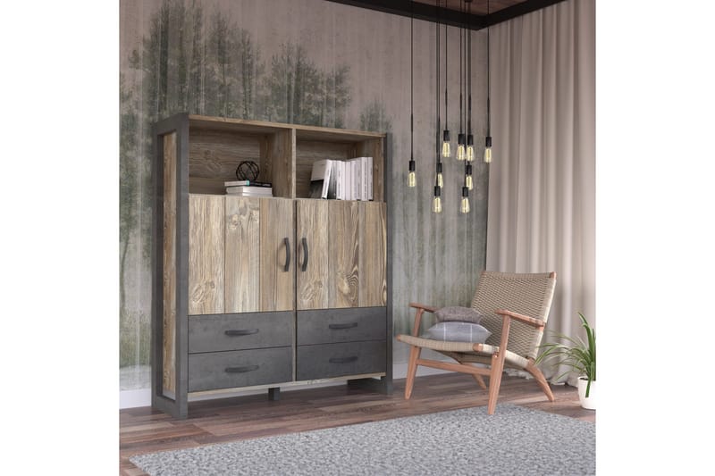 Strumica Highboard 44x130 cm - Brun/Grå - Förvaring - Förvaringsmöbler - Byrå