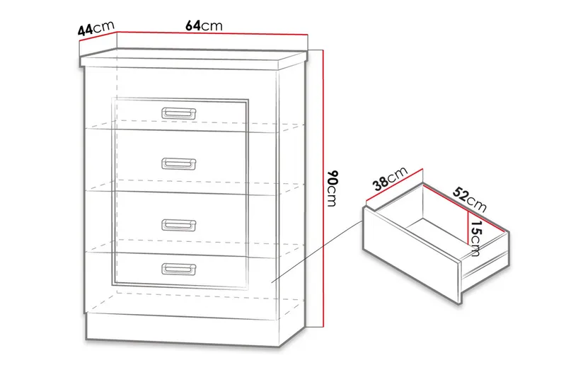 Tadeusz Byrå 63x44x90 cm - Brun - Förvaring - Förvaringsmöbler - Byrå