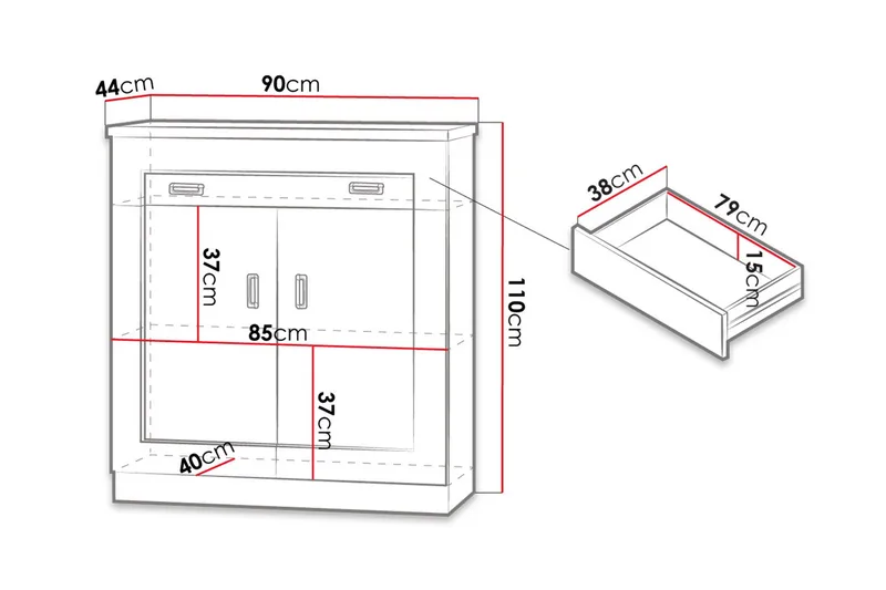 Tadeusz Byrå 90x44x110 cm - Brun - Förvaring - Förvaringsmöbler - Byrå