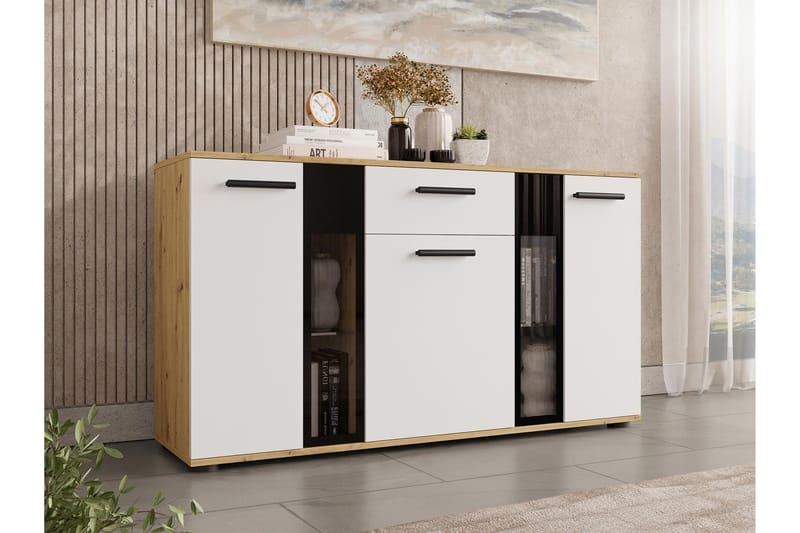 TURL Komoda 140 cm Trä/natur/Vit - Ek/Vit - Förvaring - Förvaringsmöbler - Byrå