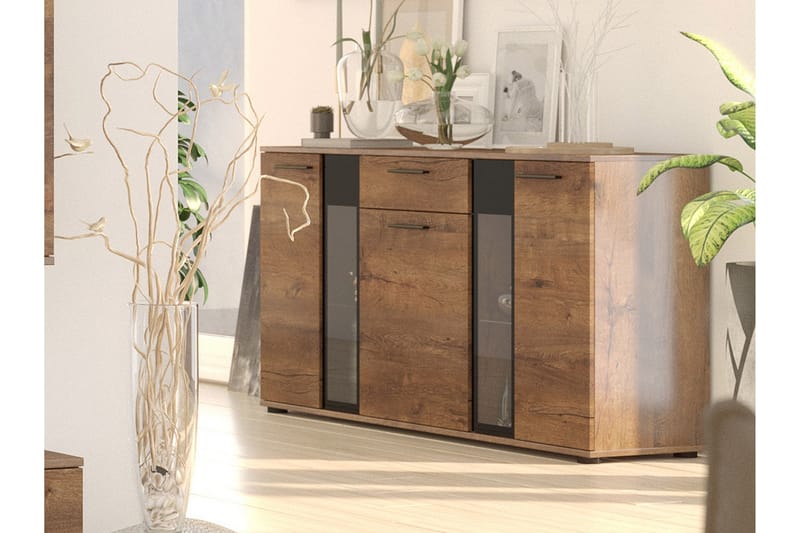 TURL Komoda 140 cm Trä/natur/Vit - Ek/Vit - Förvaring - Förvaringsmöbler - Byrå