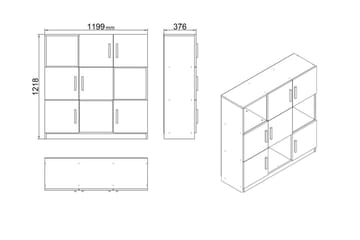 UFFERING Highboard 38x120 cm Teak/Antracit - Förvaring - Förvaringsmöbler - Byrå