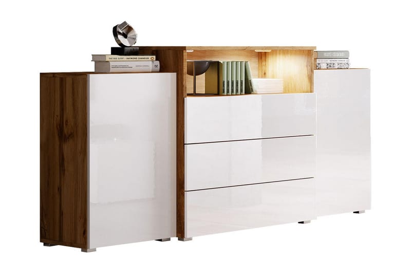 Urbanie Byrå 39x150 cm LED - Vit/Natur - Förvaring - Förvaringsmöbler - Byrå