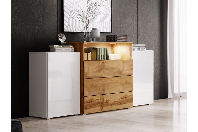 Urbanie Byrå 39x150 cm LED - Vit/Natur - Förvaring - Förvaringsmöbler - Byrå