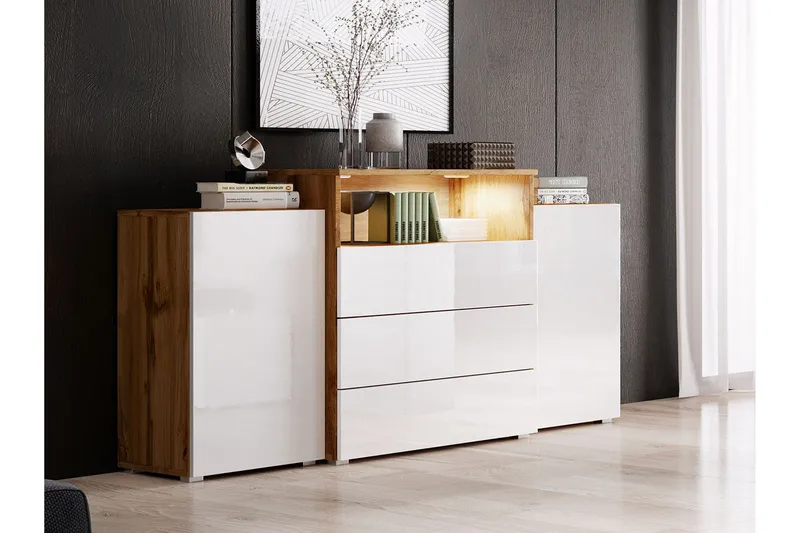 Urbanie Byrå 39x150 cm - Vit/Natur - Förvaring - Förvaringsmöbler - Byrå