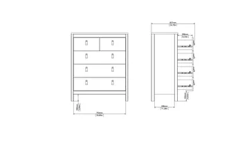Vallvidera Byrå 5 Lådor 38x82 cm - Svart/Natur - Förvaring - Förvaringsmöbler - Byrå
