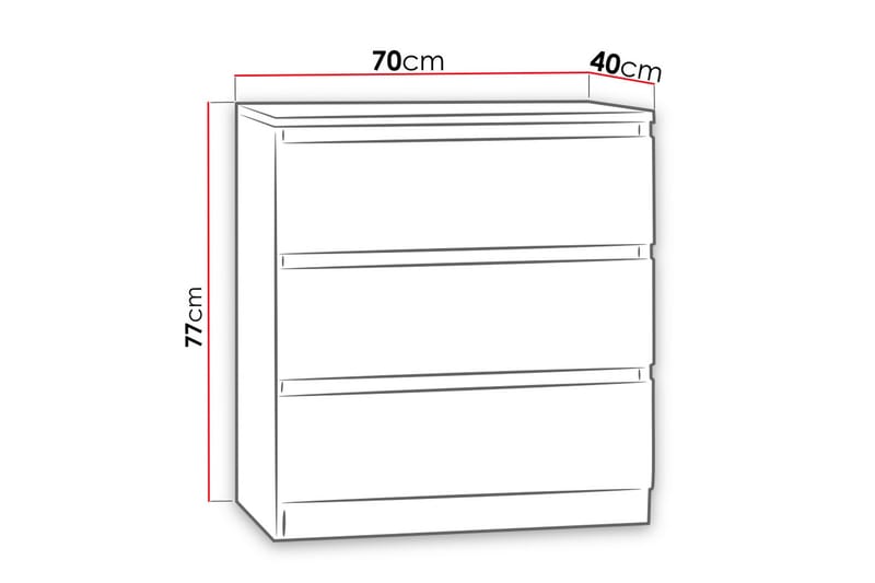 VICENZA Byrå 70x40x77 Vit - Vit - Förvaring - Förvaringsmöbler - Byrå
