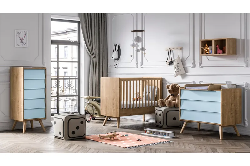 Vintage Byrå Trä/Natur/Blå - VOX - Förvaring - Förvaringsmöbler - Byrå