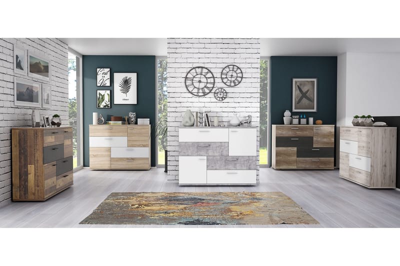 Waunifor Byrå 125 cm - Brun/Vit - Förvaring - Förvaringsmöbler - Byrå