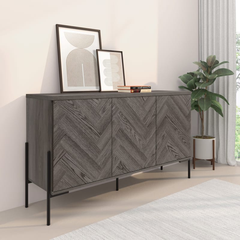 Charlene Skänk 130x75 cm - Vit fiskbensek / vit ek - Förvaring - Förvaringsmöbler - Skänkar & sideboards