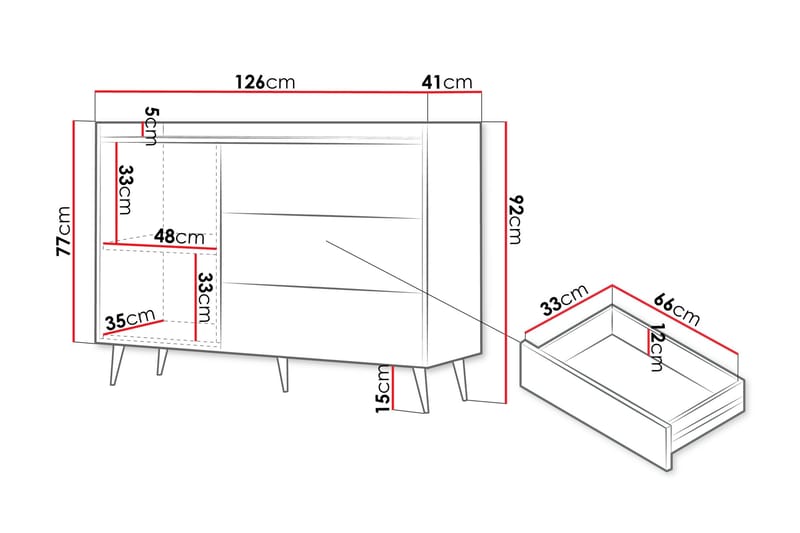 Chiku Byrå 126 cm - Beige - Förvaring - Förvaringsmöbler - Byrå