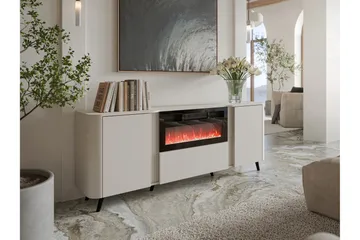 Clement Byrå 200 cm - Beige - Möbler - Vardagsrum - Kamin - Skorstensfri kamin - Elkamin