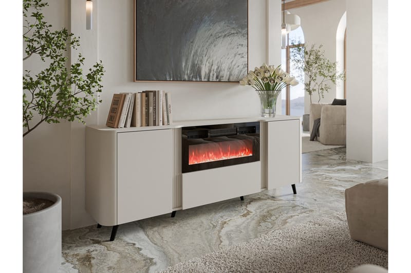 Clement Byrå 200 cm - Beige - Möbler - Vardagsrum - Kamin - Skorstensfri kamin - Elkamin