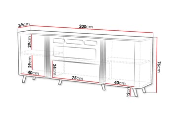 Clement Byrå 200 cm - Beige - Möbler - Vardagsrum - Kamin - Skorstensfri kamin - Elkamin