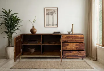 Coruna Sideboard 180 cm - varm mörkbrun och guld - Förvaring - Förvaringsmöbler - Skänkar & sideboards