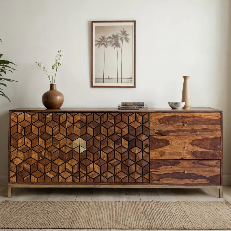 Coruna Sideboard 180 cm - varm mörkbrun och guld - Förvaring - Förvaringsmöbler - Skänkar & sideboards