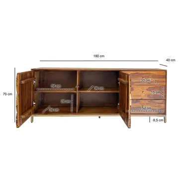 Coruna Sideboard 180 cm - varm mörkbrun och guld - Förvaring - Förvaringsmöbler - Skänkar & sideboards