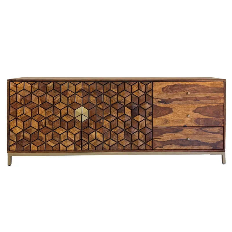 Coruna Sideboard 180 cm - varm mörkbrun och guld - Förvaring - Förvaringsmöbler - Skänkar & sideboards