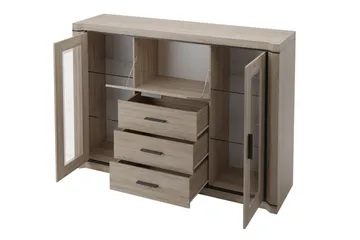 Dallas Skänk 157x43,5x111 cm LED-belysning - Ek/Led-Belysning - Förvaring - Förvaringsmöbler - Skänkar & sideboards