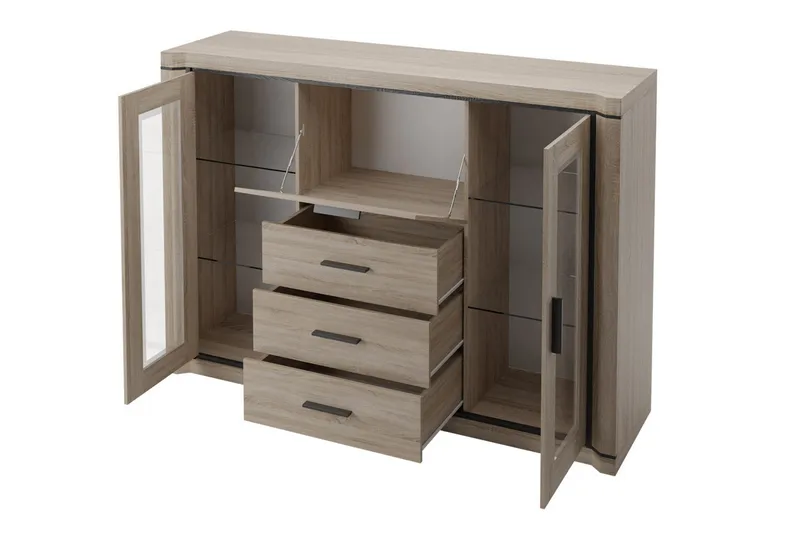 Dallas Skänk 157x43,5x111 cm LED-belysning - Ek/Led-Belysning - Förvaring - Förvaringsmöbler - Skänkar & sideboards