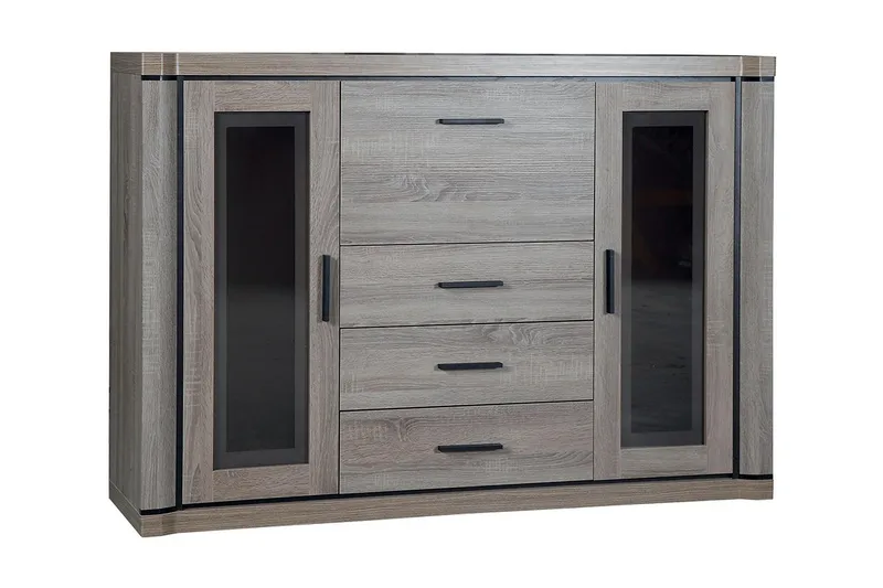 Dallas Skänk 157x43,5x111 cm LED-belysning, Ek/Led-Belysning