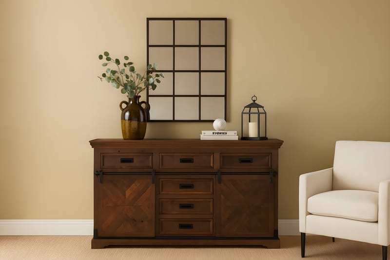 Don Skänk 160x90 cm - Djupbrun med svarta metalldetaljer - Förvaring - Förvaringsmöbler - Skänkar & sideboards