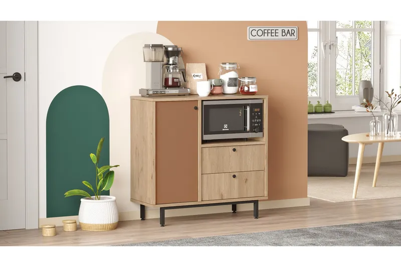 Donae Byrå 88 cm - Ek/Röd - Förvaring - Förvaringsmöbler - Byrå