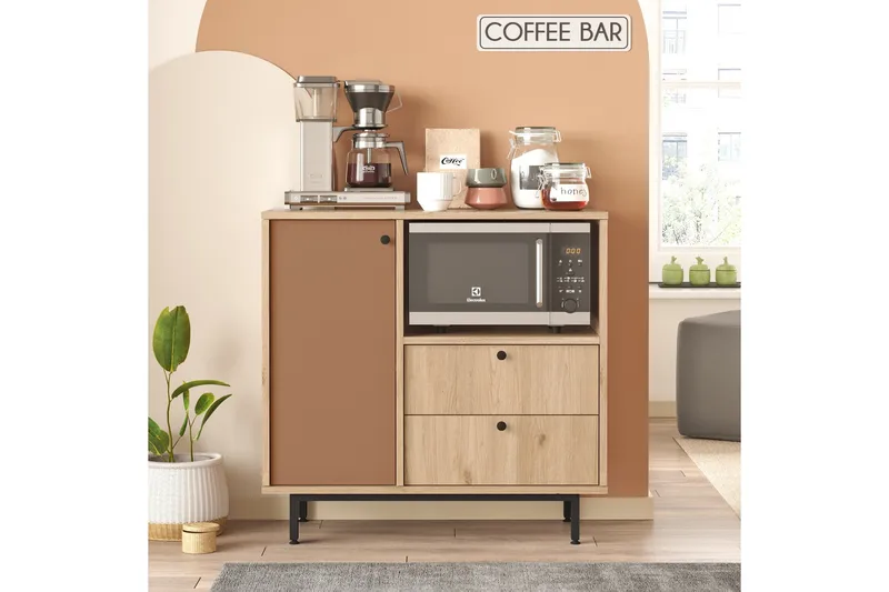 Donae Byrå 88 cm - Ek/Röd - Förvaring - Förvaringsmöbler - Byrå