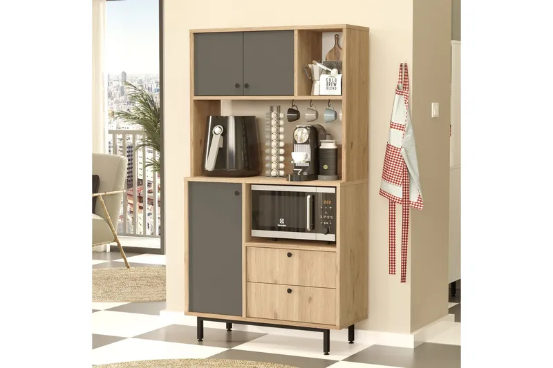 Donae Highboard - Ek/Antracit - Förvaring - Förvaringsmöbler - Byrå