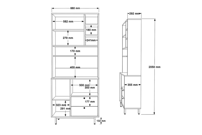Donae Highboard - Ek/Antracit - Förvaring - Förvaringsmöbler - Byrå
