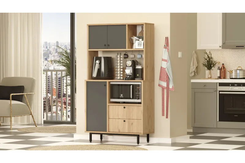 Donae Highboard - Ek/Antracit - Förvaring - Förvaringsmöbler - Byrå