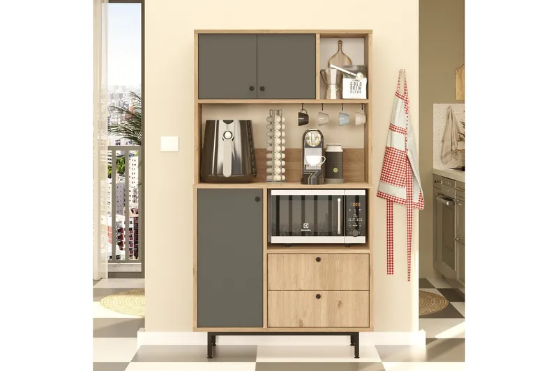 Donae Highboard - Ek/Antracit - Förvaring - Förvaringsmöbler - Byrå