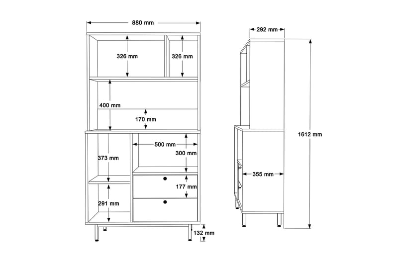 Donae Highboard - Ek/Antracit - Förvaring - Förvaringsmöbler - Byrå