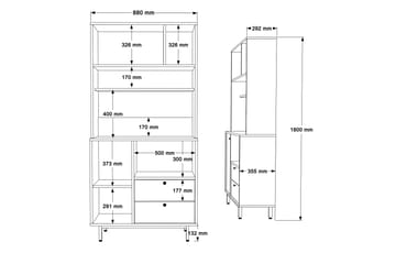 Donae Highboard - Ek/Antracit - Förvaring - Förvaringsmöbler - Byrå