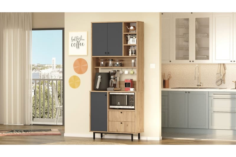 Donae Highboard - Ek/Antracit - Förvaring - Förvaringsmöbler - Byrå