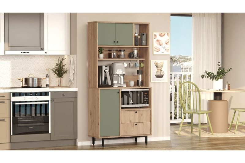 Donae Highboard - Ek/Grön - Förvaring - Förvaringsmöbler - Byrå