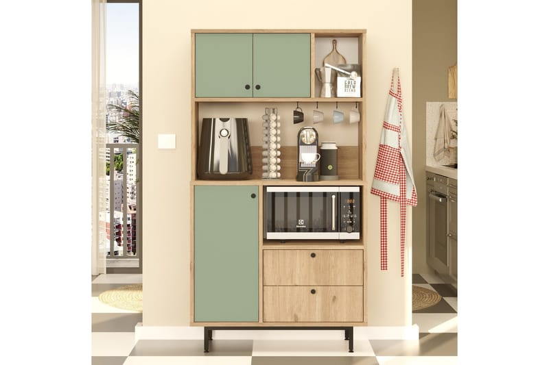 Donae Highboard - Ek/Grön - Förvaring - Förvaringsmöbler - Byrå