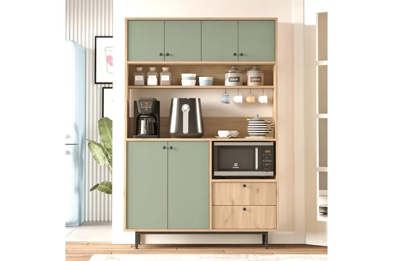 Donae Highboard - Ek/Grön - Förvaring - Förvaringsmöbler - Byrå