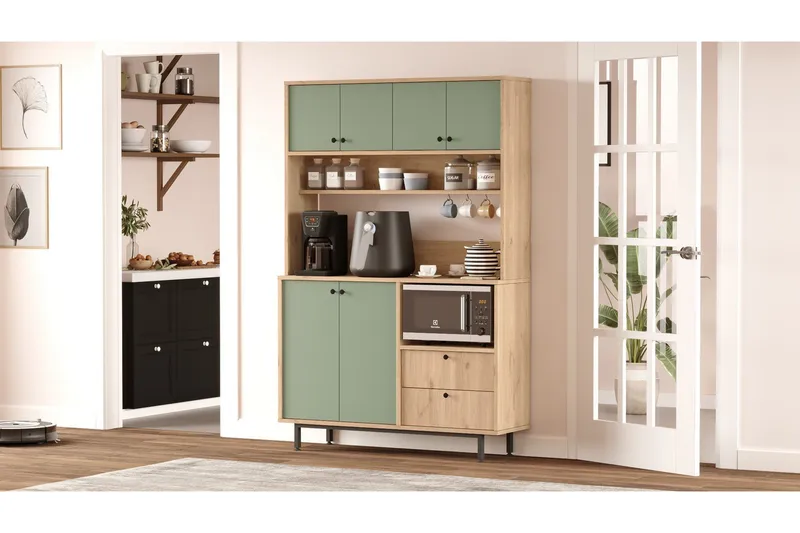 Donae Highboard - Ek/Grön - Förvaring - Förvaringsmöbler - Byrå