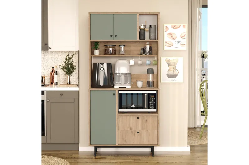 Donae Highboard - Ek/Grön - Förvaring - Förvaringsmöbler - Byrå