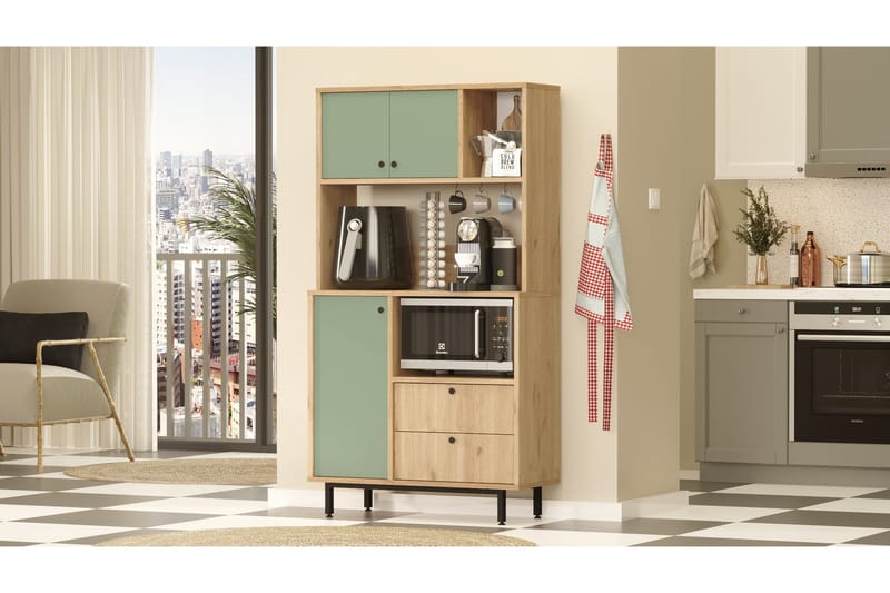 Donae Highboard - Ek/Grön - Förvaring - Förvaringsmöbler - Byrå